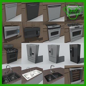 3d 3ds large appliance set