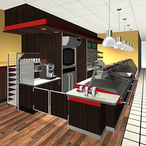 3d model bakery cafe shopping centre