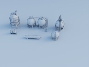 Industrial Spherical Tanks 3D