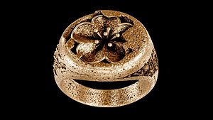 Rock stone lily  flower Ring 3D model