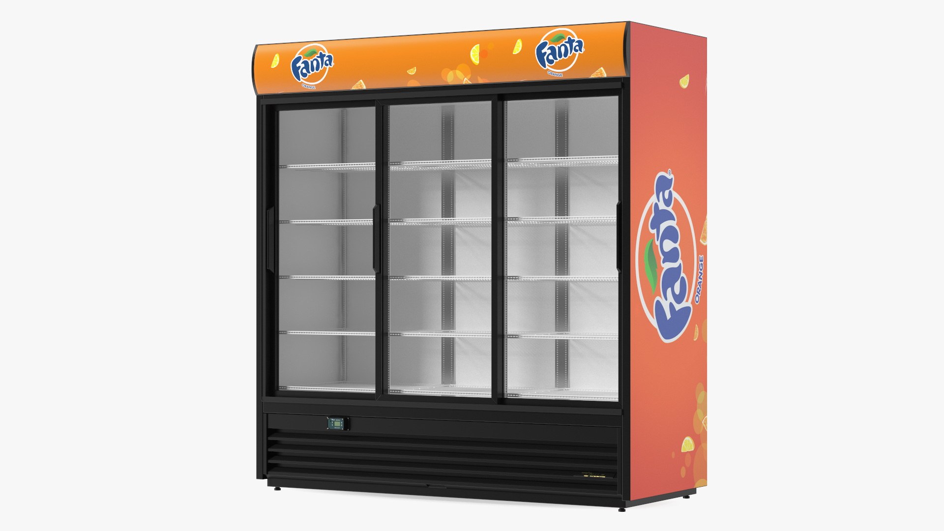3 Glass Door Commercial Cooler Fanta 3D model preview