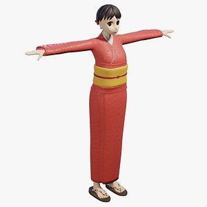 Anime Female Character - Kimono model