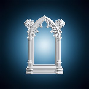 3D Gothic Arch Scroll Frame 3D Print Model