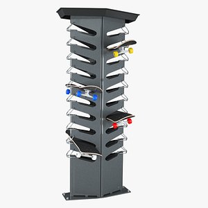 Skateboard and Scooter Rack with Rings for Padlocks 3D model