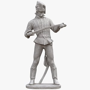 3D model statue old hussar v2