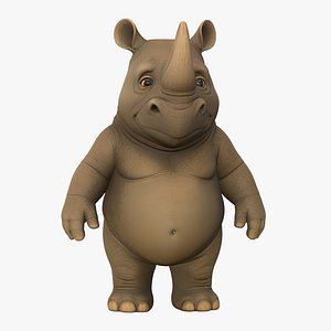 High-Quality Stylized Cartoon Rhinoceros 3D model