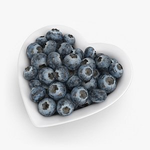 3D model Heart Bowl Blueberries