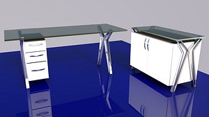 3D glass office desk