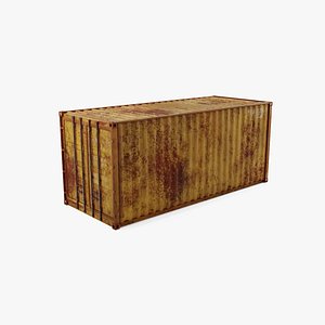 20Ft Cargo Container - Yellow - Rusted 3D model