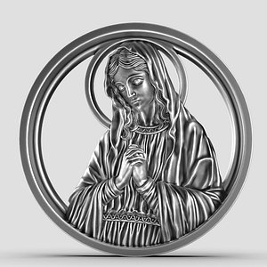 Virgin Mary Bas Relief And Pendant 3D print model 3D model
