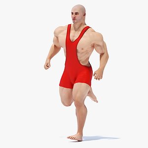 Athlete Man in Red Leotard Rigged