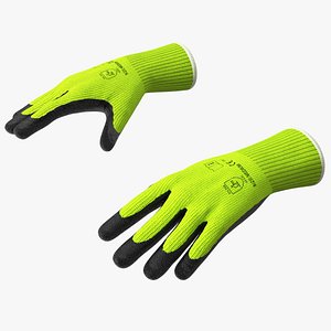 3D model Safety Work Gloves Green Rigged
