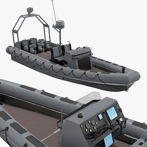 3D Marine Security Boat Light Gray Rigged for Maya