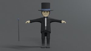 tall hat man character 3D model