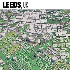Leeds England UK 30x30km 3D City Map