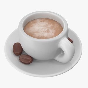 3D Coffee Cup and Beans