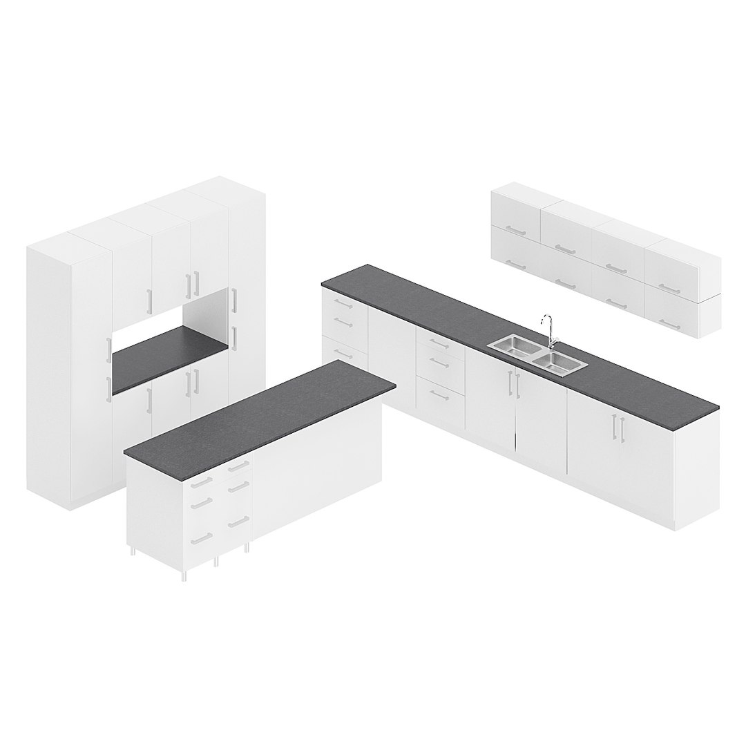 3D white kitchen furniture set TurboSquid 1205297