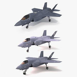 F-35A F-35B and F-35C Aircraft Collection 3D