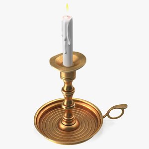 Antique Candlestick with Wax Candle