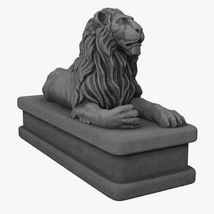 3D Lion statue what lies on the pedestal model