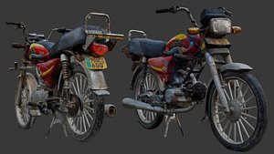 Rusty Bajaj Hero style  Motorcycle Scan 3D model