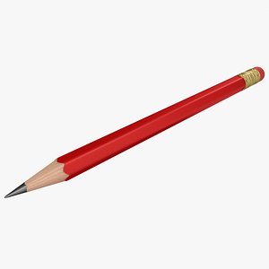 3D realistic red pencil medium model