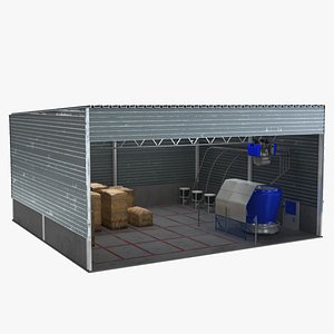 3D Automatic Cow Farm Feeding And Silage System Building model