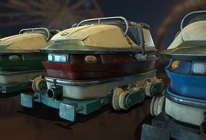 3D Roller Coaster Carts Game Ready