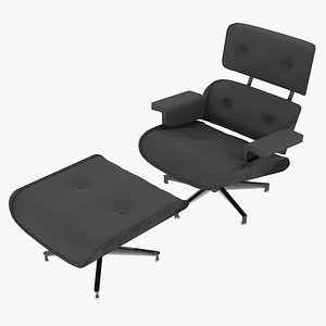 Eames Lounge Classic Chair and Ottoman Set Charcoal Fabric Black Mahogany Details