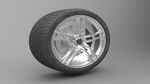 3D model Realistic Tire Wheel 11