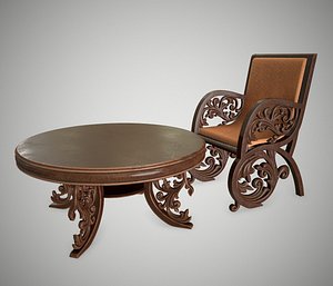3D antique furniture semarang table chair