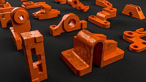 3D 3D Building Blocks Kit Hard Surface Machined Parts V6