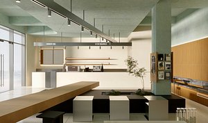3D Modern Coffee shop Interior