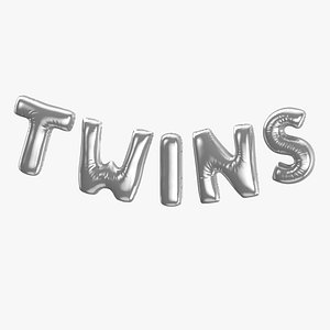 Foil Baloon Words Twins Silver 3D