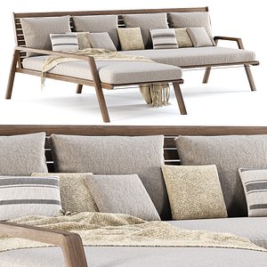 Mary wooden sofa with chaise lounge MR75 by Bpoint Design