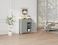 Farmhouse Tall Corner Cabinet  Freestanding Display Shelf with Decorative Carved Doors