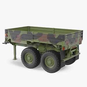 3D Military Drop Side Cargo Trailer M1095 Camouflage model