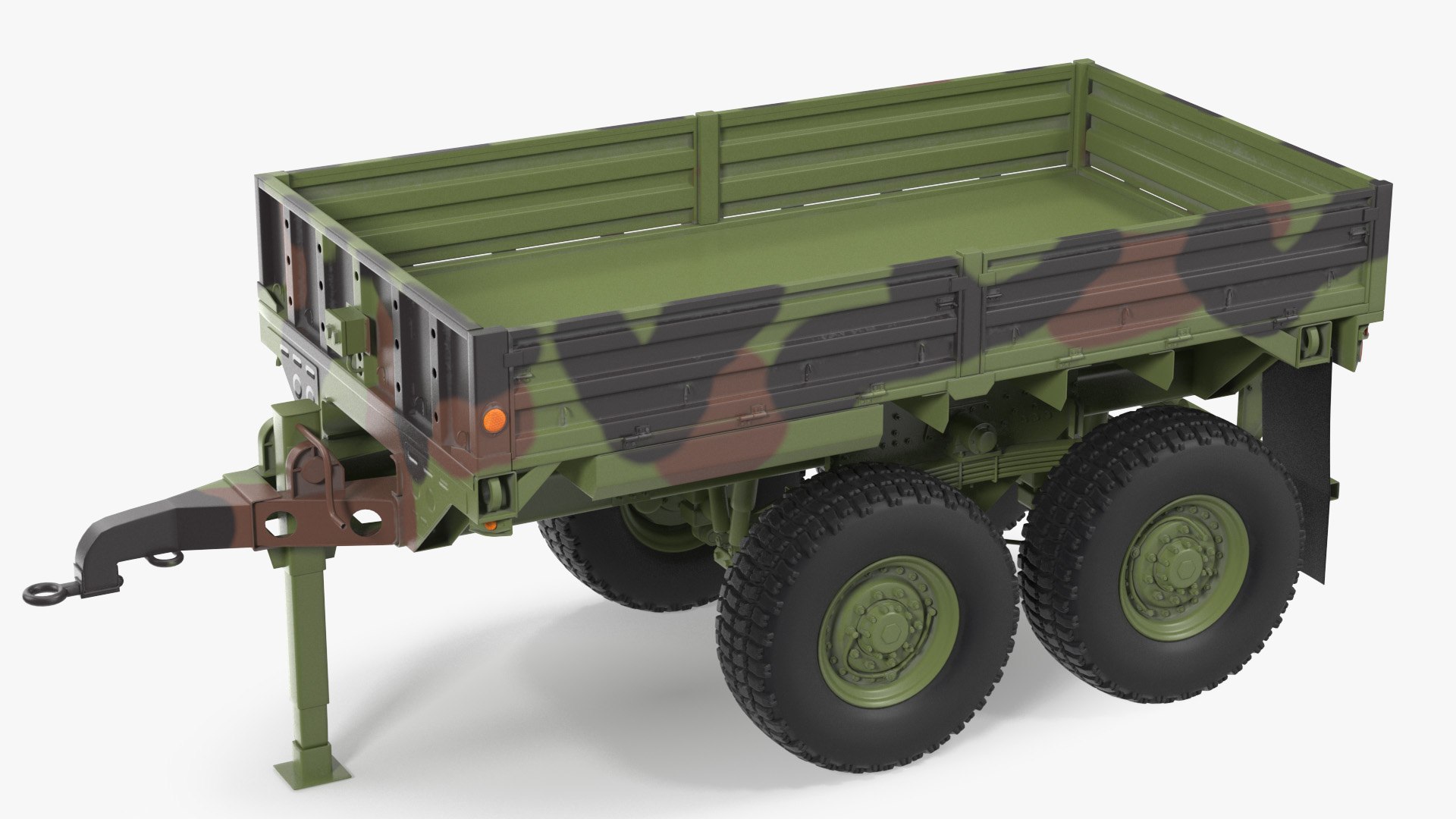 Military Drop Side Cargo Trailer M1095 Camouflage 3D model preview