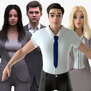 3D Realistic and Cartoon - Business - Man and Woman model