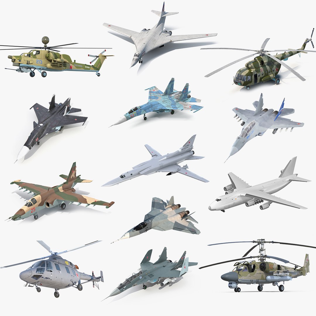 Double - Rigged Russian Military Aircrafts Collection 6 3D model preview