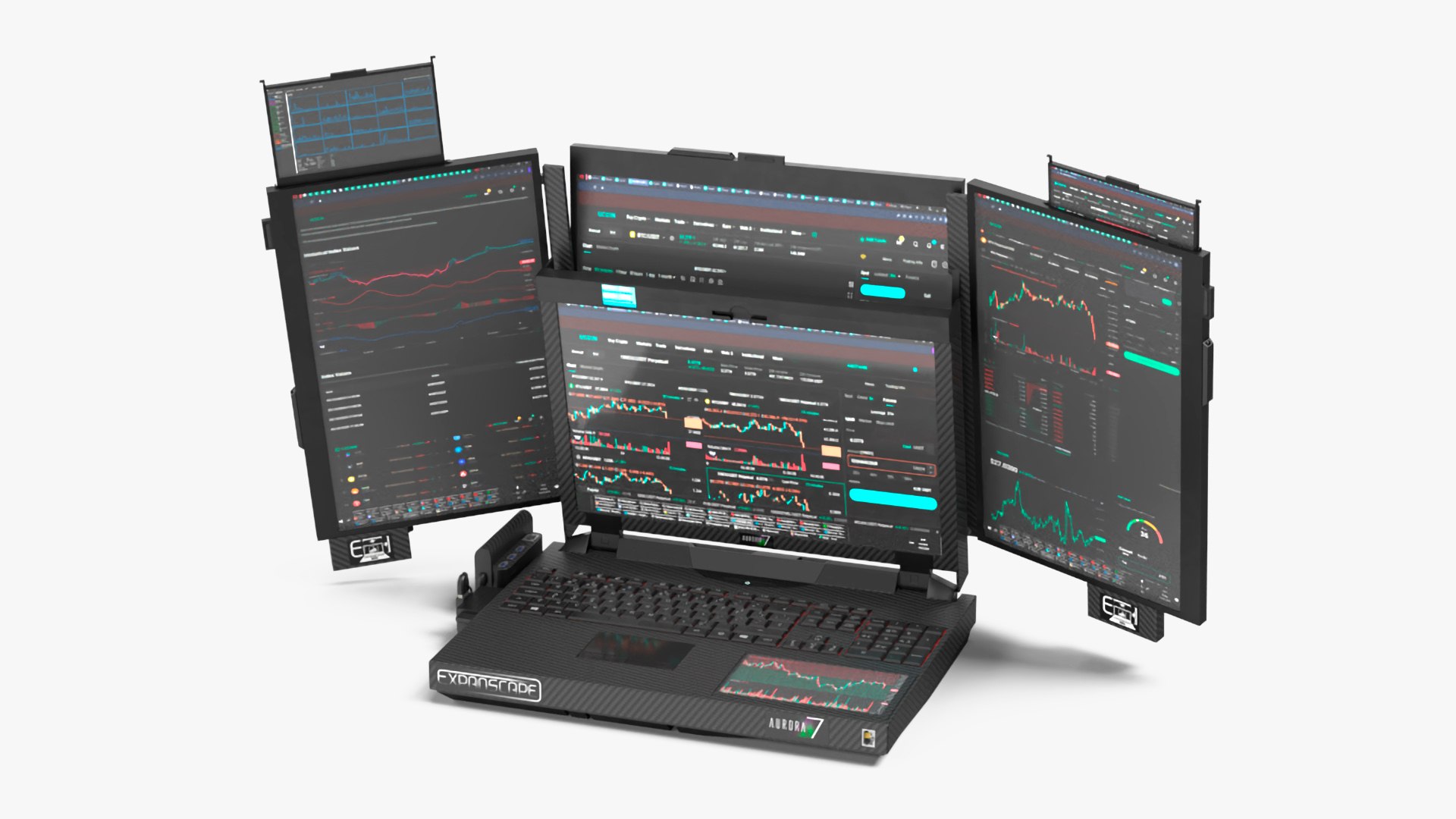 Laptop Expanscape Aurora with Miner Software Rigged 3D model preview