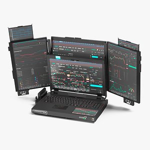 Laptop Expanscape Aurora with Miner Software Rigged 3D