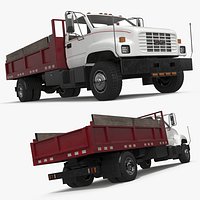 Chevrolet Kodiak C6500 Flatbed Truck White-Red Simplified