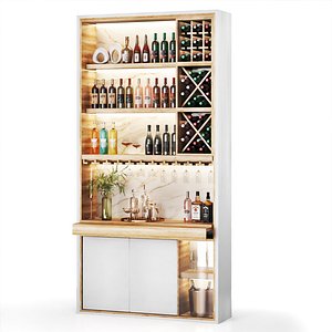 3D minibar03 - wine shelf model