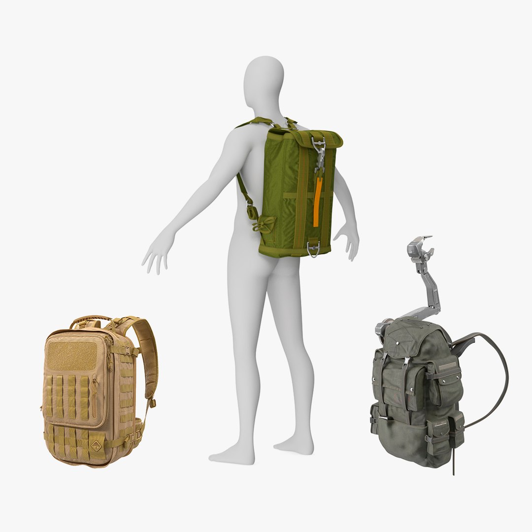 Military Backpacks Collection 3D model preview