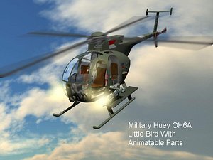3d huey little bird helicopter