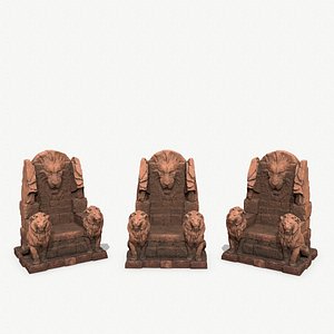 Lion Stone Throne 3D model