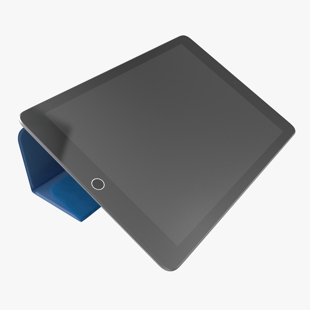 iPad Air 2 Space Gray and Smart Cover 3D model preview