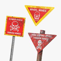 Danger Mine Warning Signs Collection