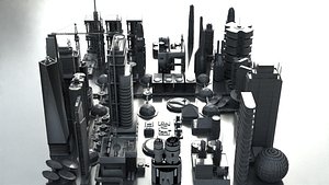 Sci-Fi Skyline Kitbash Pack 95 Buildings